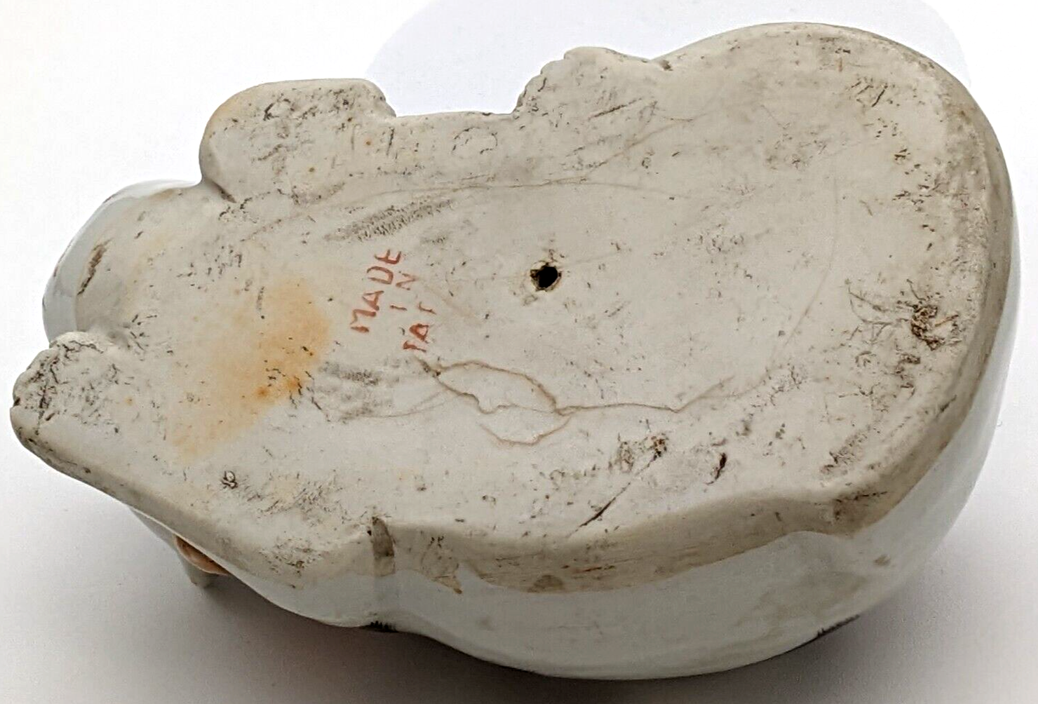 Kutani Japanese Ceramic Sleeping Cat Figurine Black & White