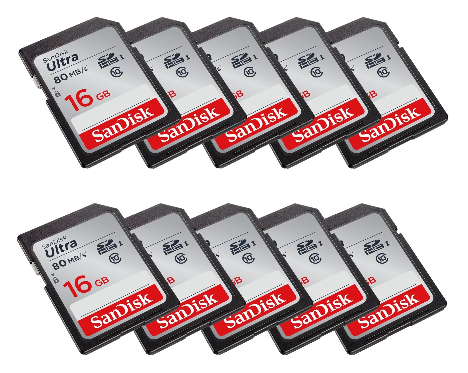 LOT 10x SanDisk Ultra 16GB 80MB/s SD SDHC SDSDUNB Camera Card 10 x 16 GB