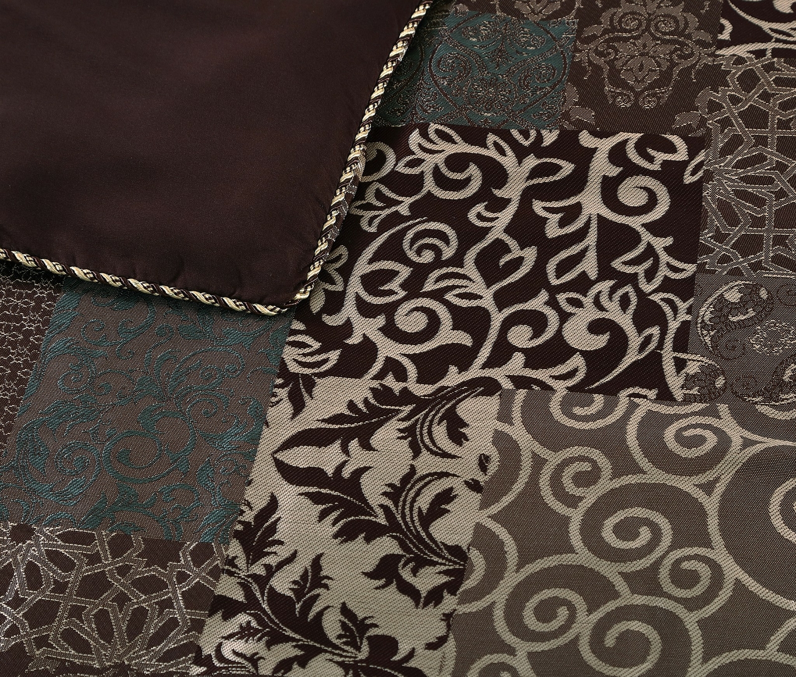 Amelia 9-Piece Rustic Jacquard Woven Floral Patchwork Comforter Bedding Set