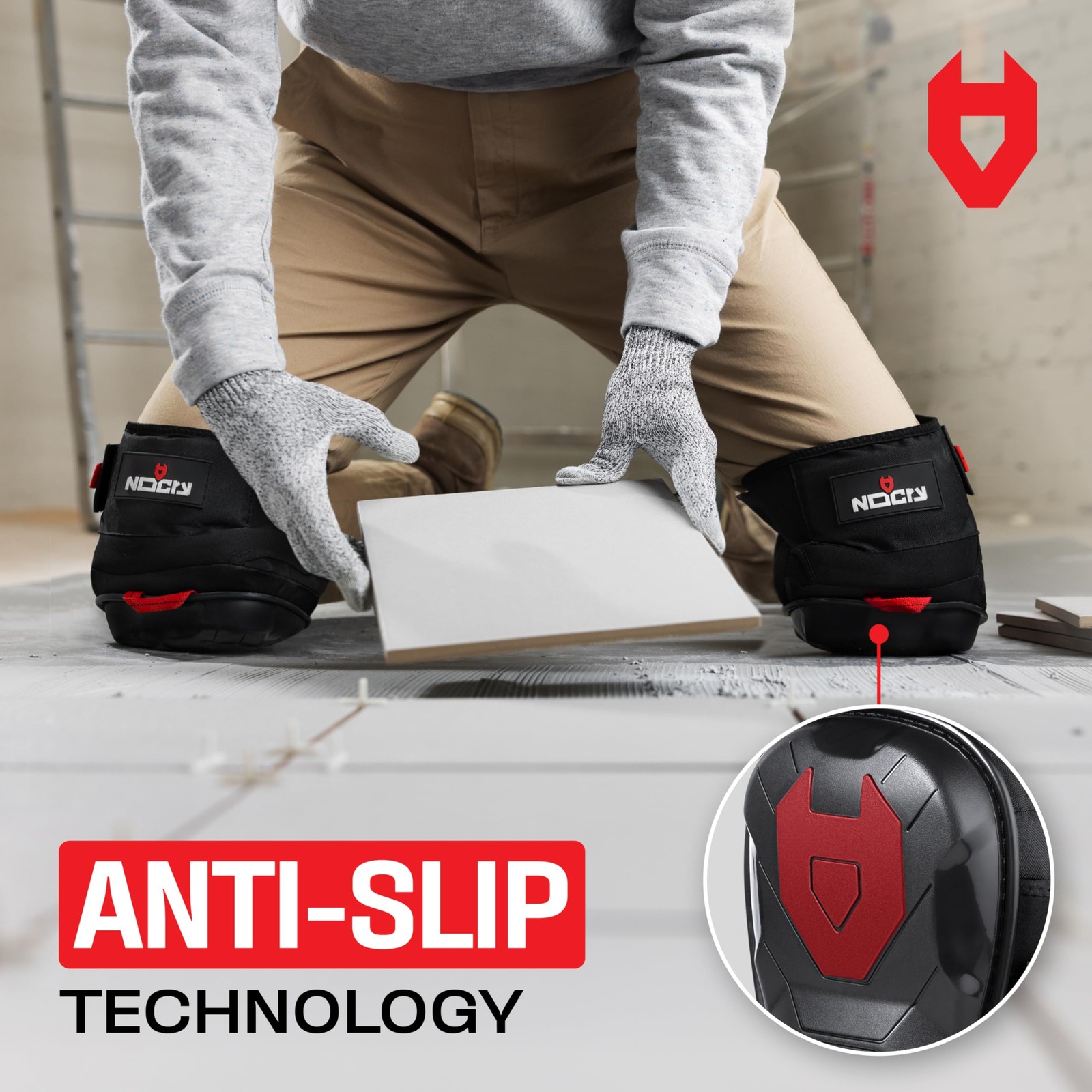 NoCry Professional Work Knee Pads, Ankle Support, Heavy-Duty, Construction, Men