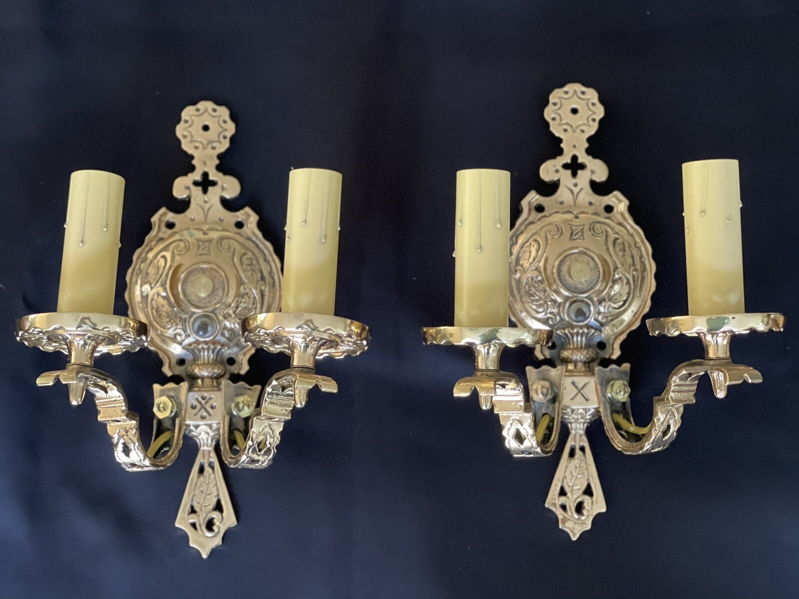 PAIR Antique Aesthetic Solid Brass Wall Sconces East Lake Victorian