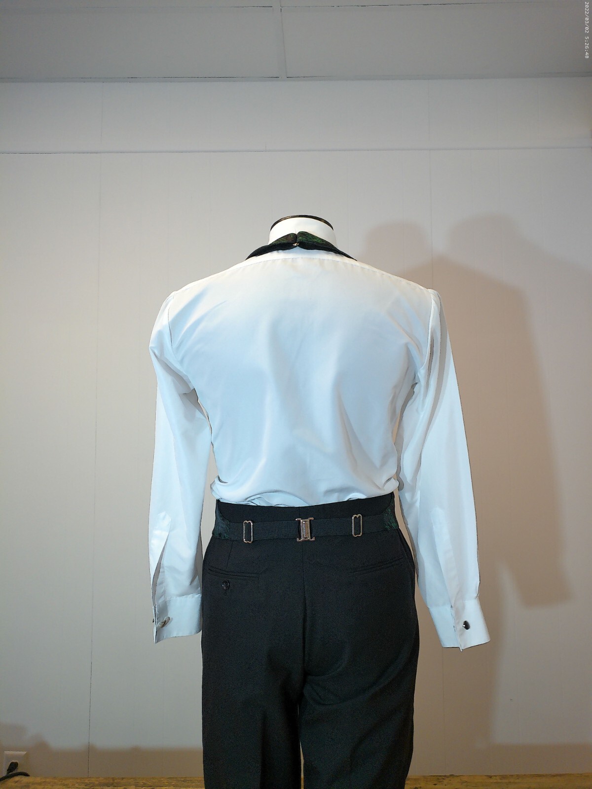 Men's Emerald Backless/Open Back Vest, Pre Tied Bow Tie, and Pocket Square