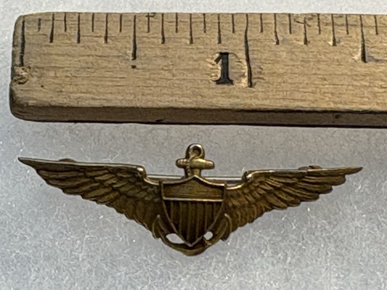 WWII / Prewar USN USMC 10k Solid Gold Aviator Pilot Wing ~ Sweetheart / Cap Size