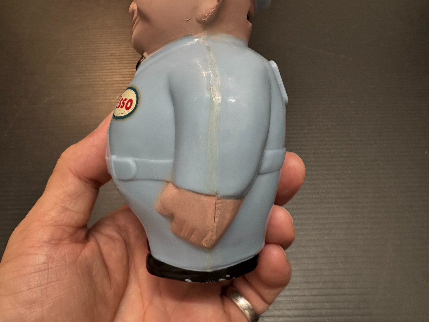 NOS 50s Vintage ESSO Gas Oil Station Advertising Fat Man Coin Bank Figure vespa