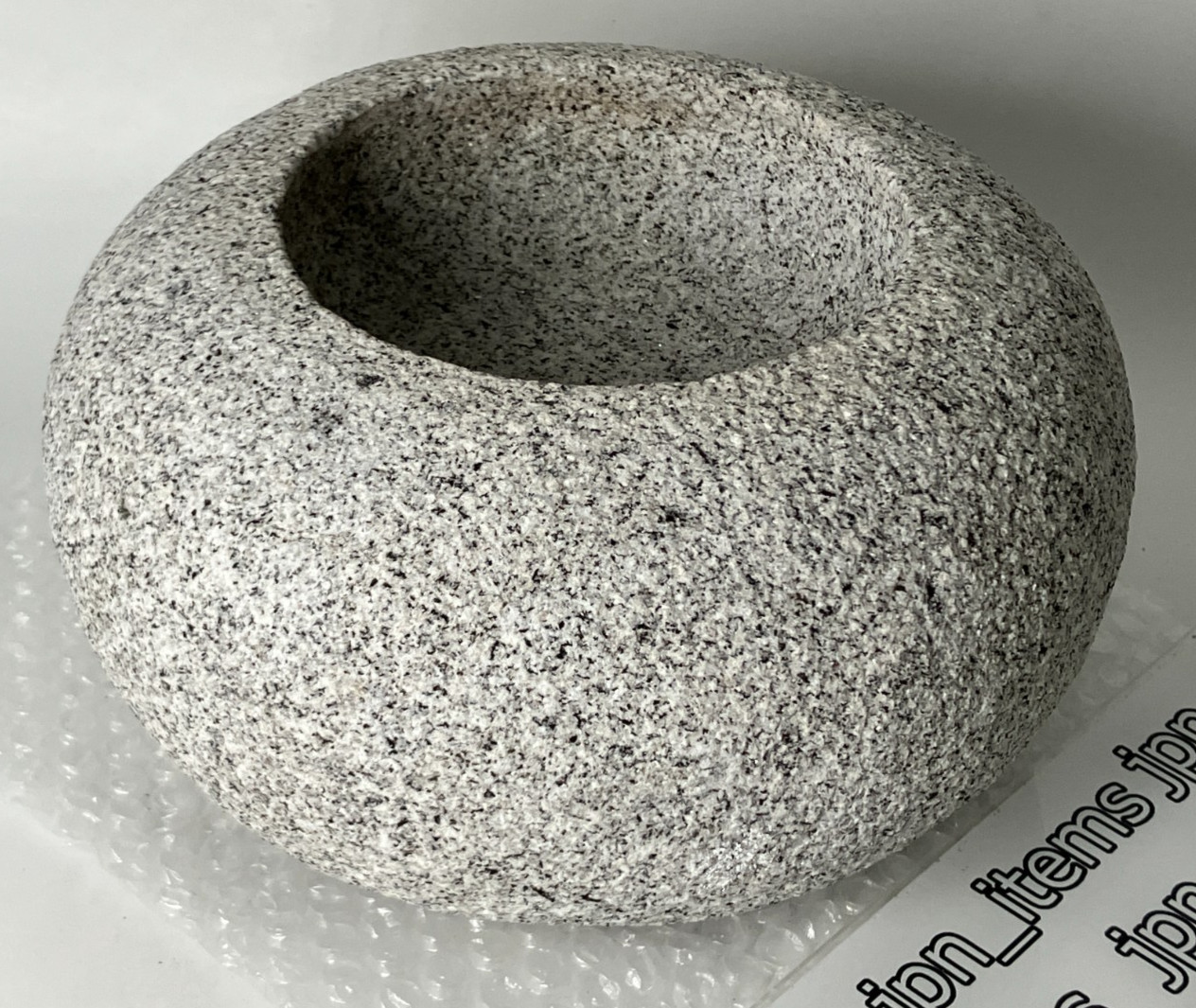Small Granite Stone Water Bowl 8.6 in Chozubachi Japanese Garden Ornament Statue