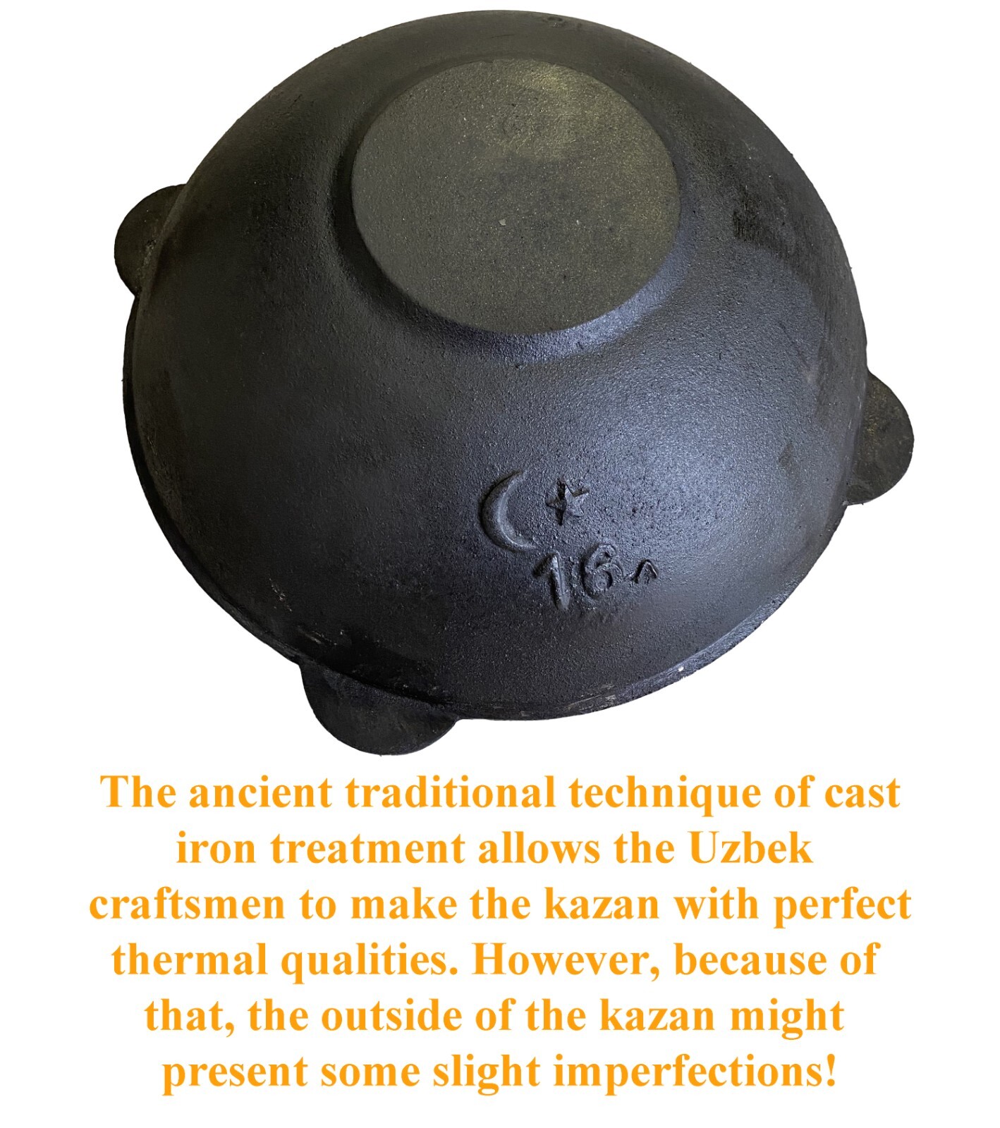 Kazan 100% Cast Iron Authentic Uzbek Cauldron & Oven Uchag Pilaf Plov Lagman Wok