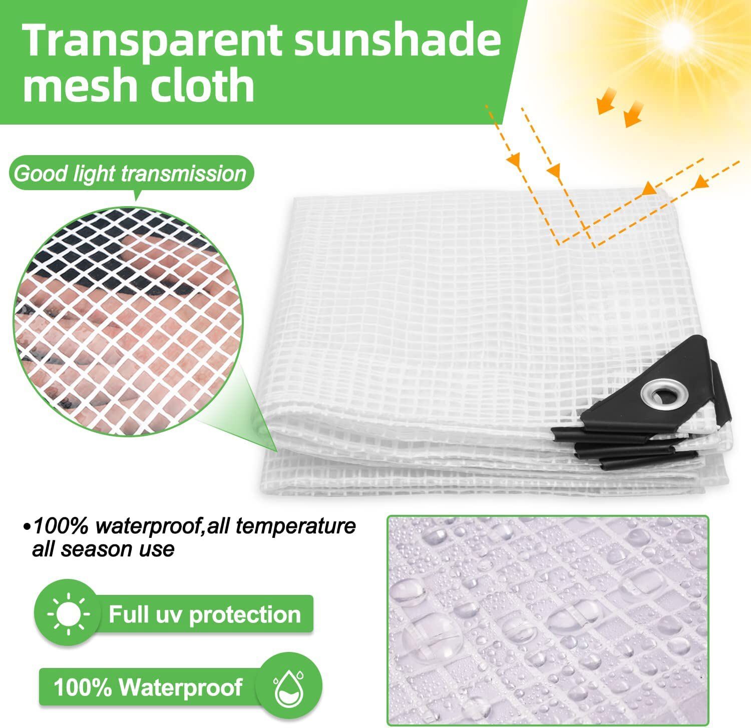 Premium Poly Waterproof Clear Tarp 16 Mil Heavy Duty Canopy