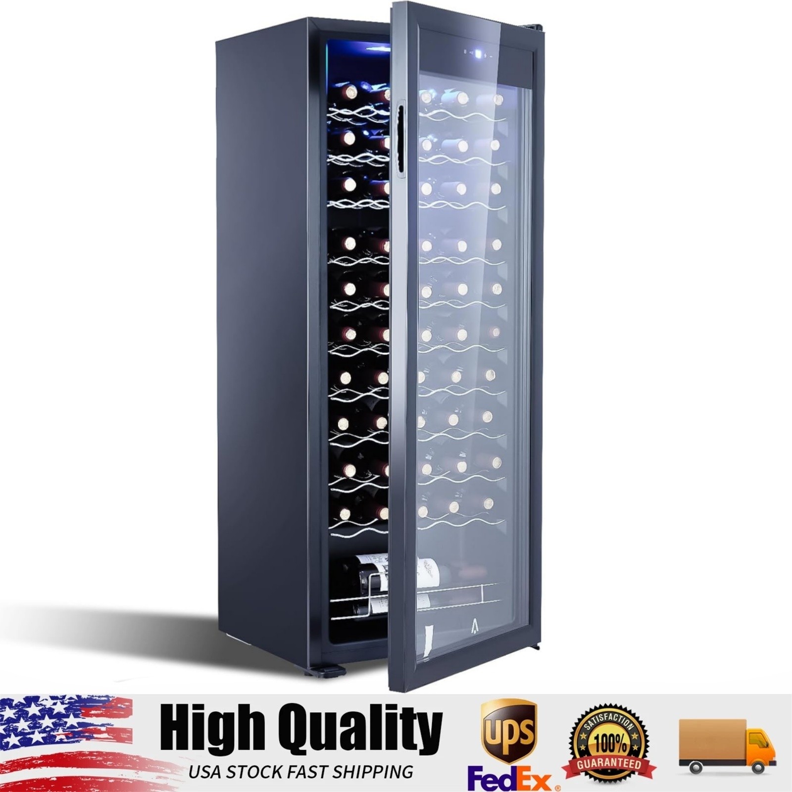55 Bottle Wine Cooler, 41-65℉ Beverage Refrigerator, Freestanding Wine Cellars