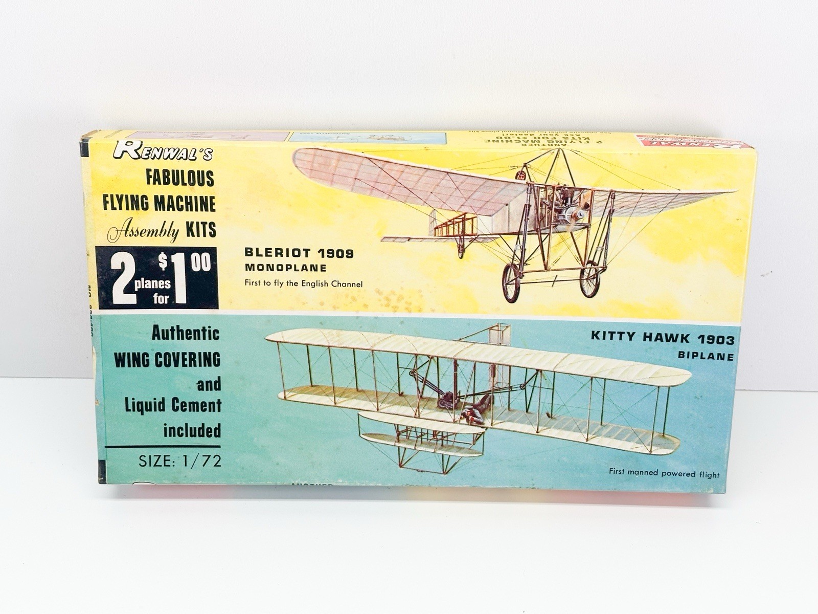 Renwal 1909 Bleroit Monoplane & 1903 Kitty Hawk Biplane 1/72 Plastic Model Kit