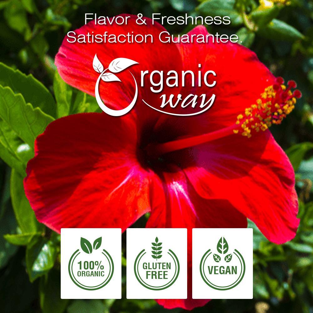 Organic Way Hibiscus Flower Cut & Sifted - Organic, Kosher & USDA Certified