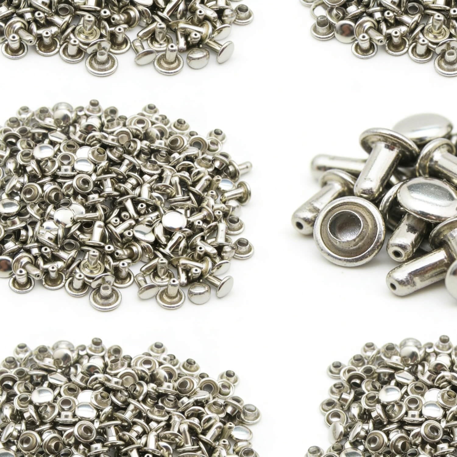 Silvery Double Cap Rivets Plane Cap 8mm and Post 6mm Pack of 200 Sets