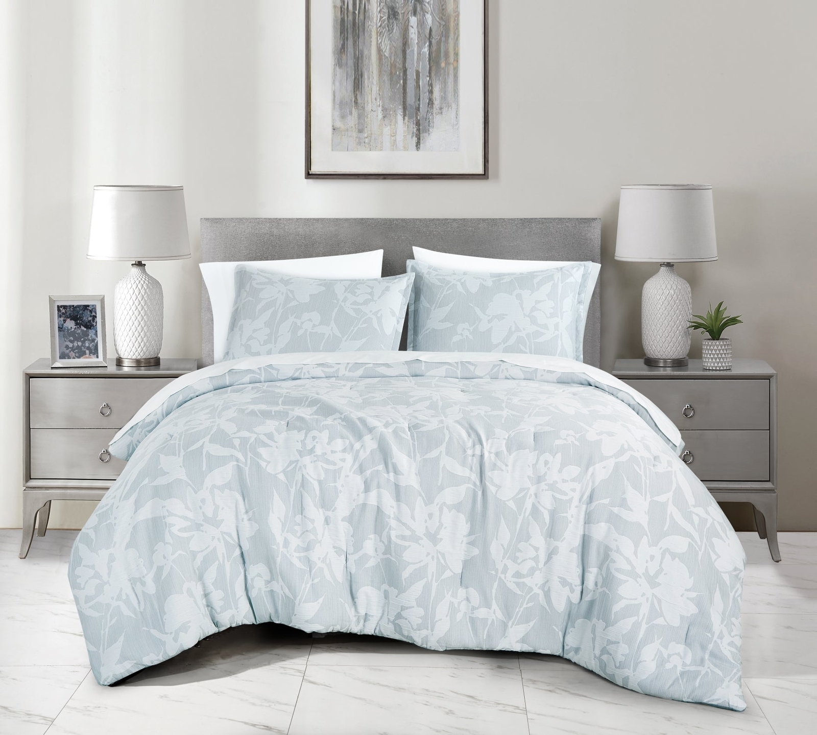 Chezmoi Collection Freesia 7-Piece Floral Jacquard Textured Bed in a Bag Set
