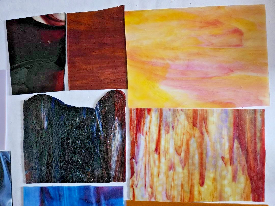 9 & 1/4 Pounds of Assorted Multicolor Stained-Glass Large Scraps/Sheets