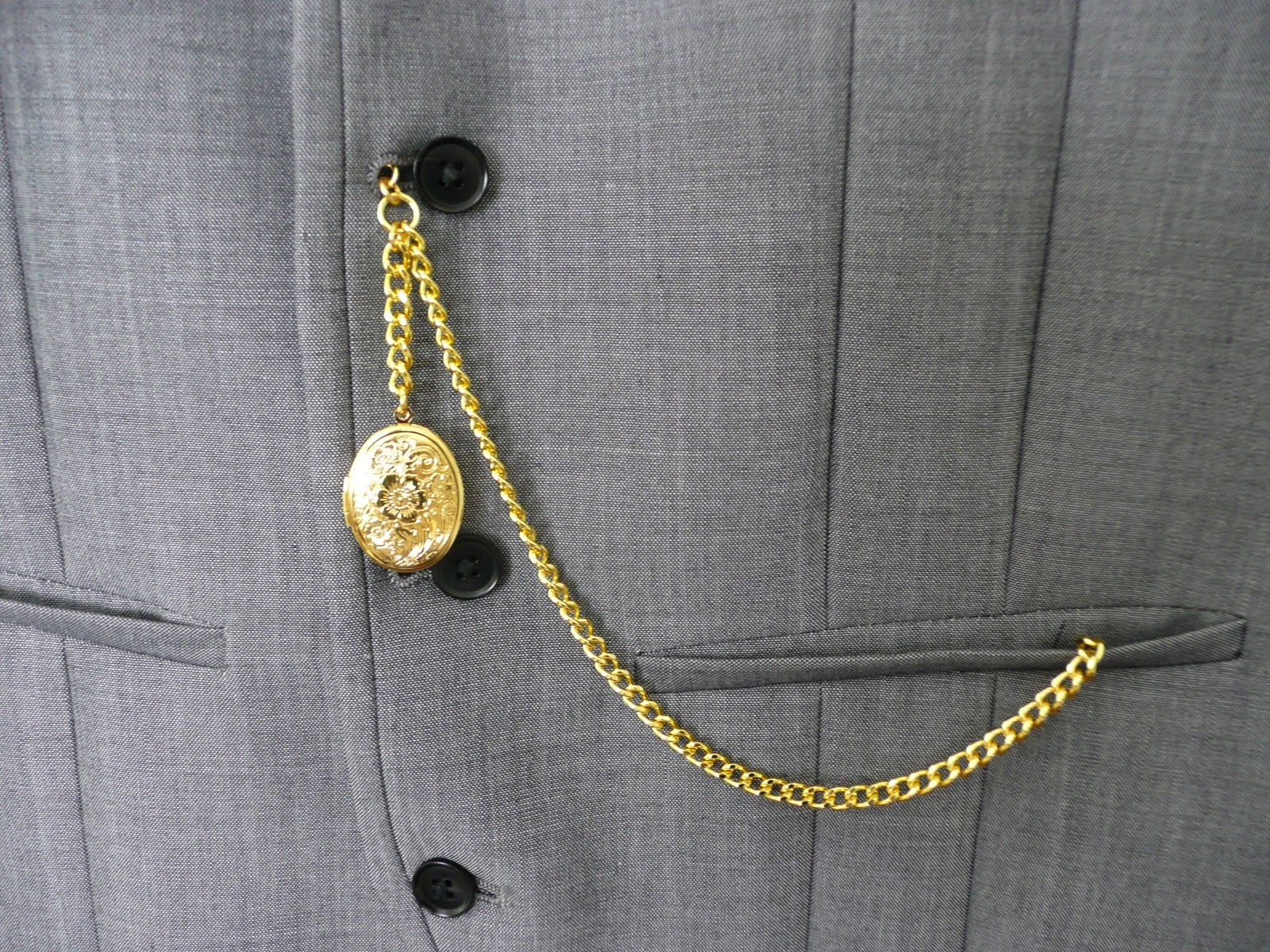 unusual single albert gold plated pocket watch chain fob t bar locket small