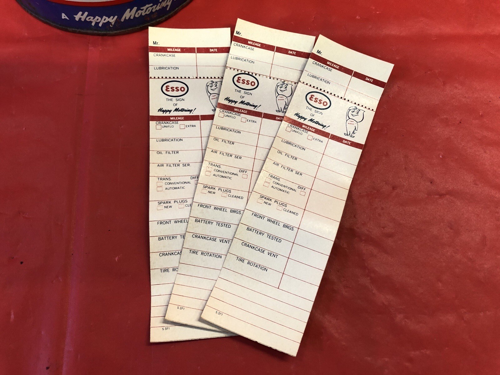 NOS Vintage ESSO Oil change garage service reminders 3 sticker set