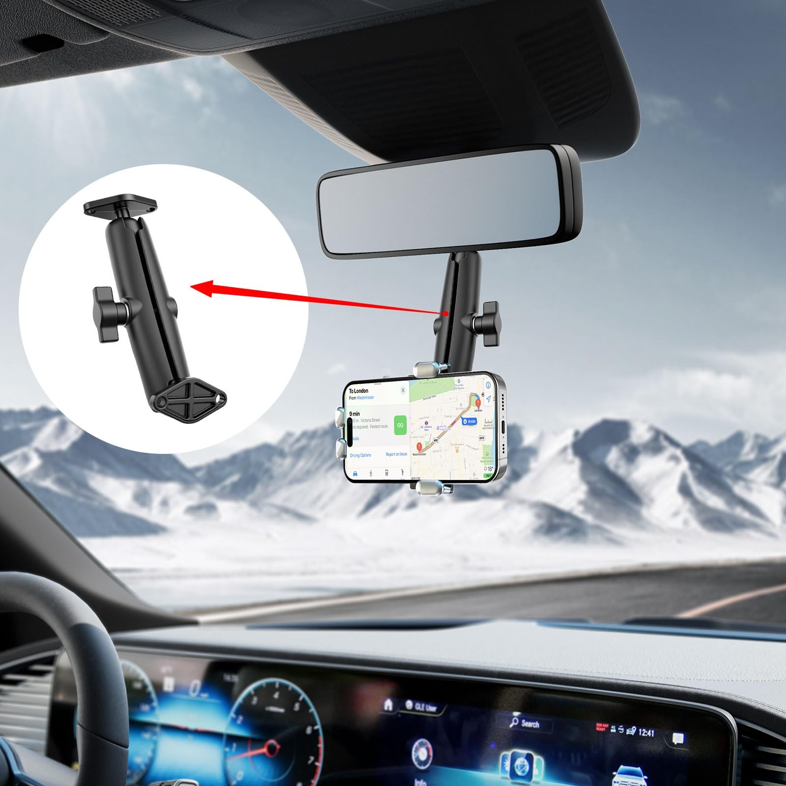 Metal Double Socket Arm Compatible RAM Mount Arm, 1" Ball Short, Black