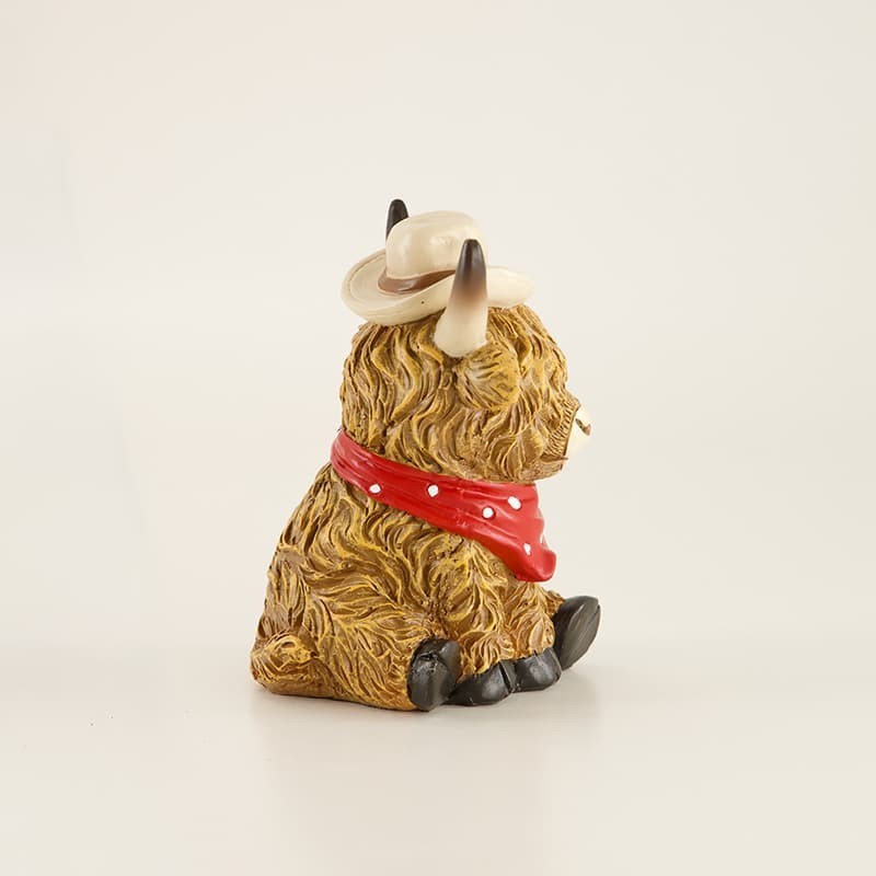 Highland Cow Boy Figurine Farmhouse Western Decor 4.5” Country Ranch Accent