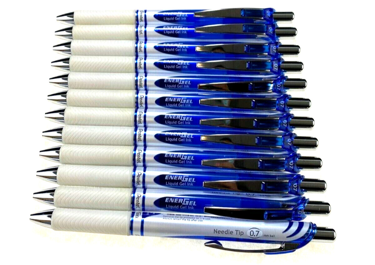 Pentel EnerGel Pearl Gel Pens Blue Ink Dozen BLN77PW-C 12 Units New