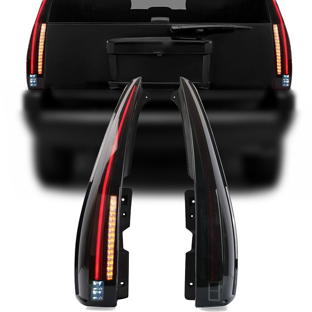 VLAND FULL LED Tail Lights Fit 2007-2014 Yukon Suburban Tahoe SMOKED LENS Pair