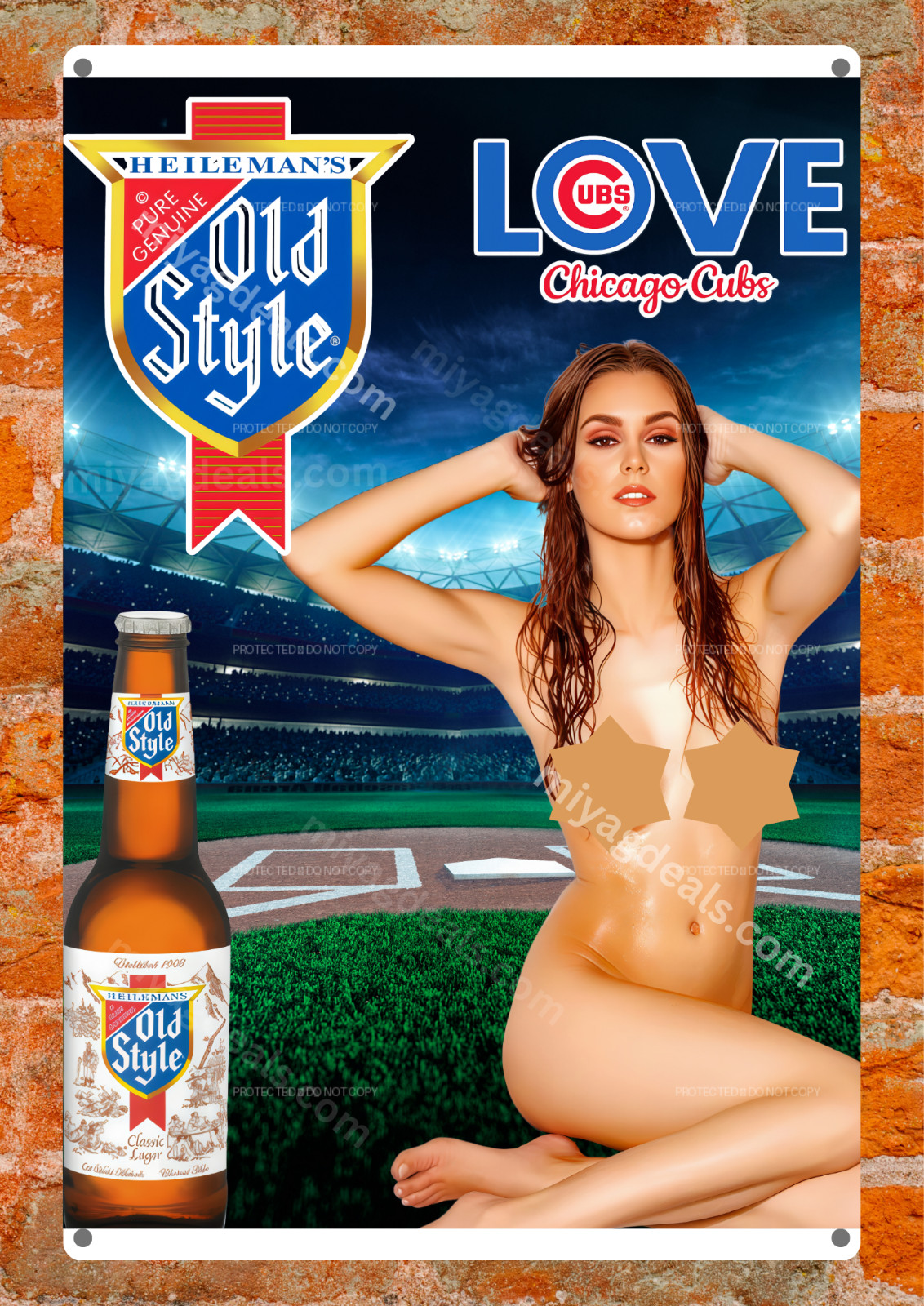 Love Chicago Cubs Old Style Beer Metal Sign Bar Man Cave Art Wall Decor Read Des