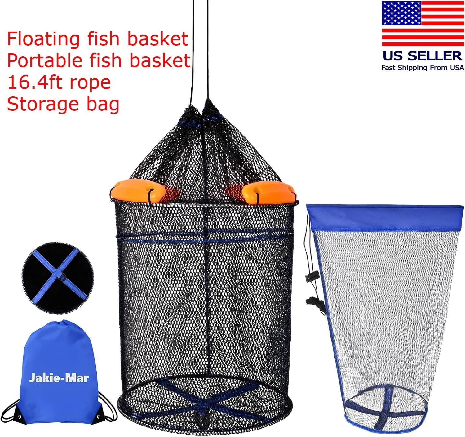 4PCS Floating Fish Basket Extra-Large for Live Fish Fully Foldable Fishing Net