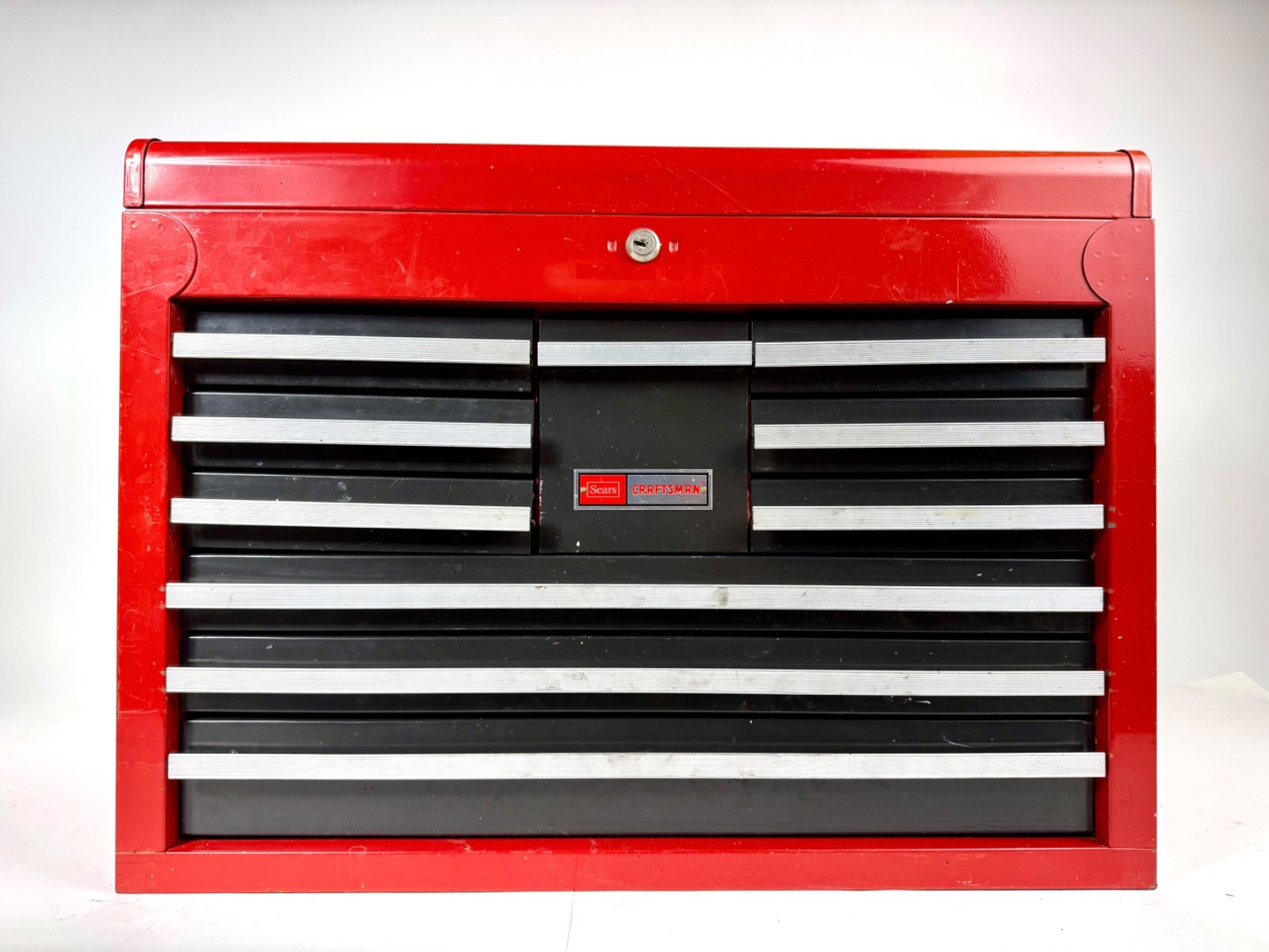 Vintage 1979 Sears Craftsman Mechanic's metal 10-Drawer Top Tool Chest w/ Tray