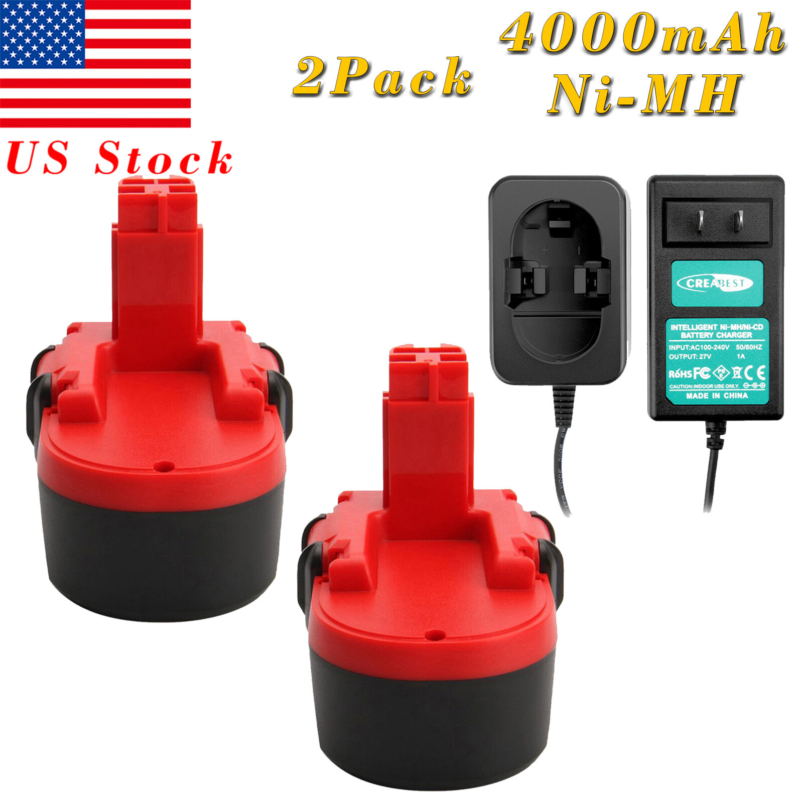 For Bosch BAT025 BAT026 BAT160 BAT180 GSB 18VE-2 18V 4.0Ah Ni-MH Battery/Charger