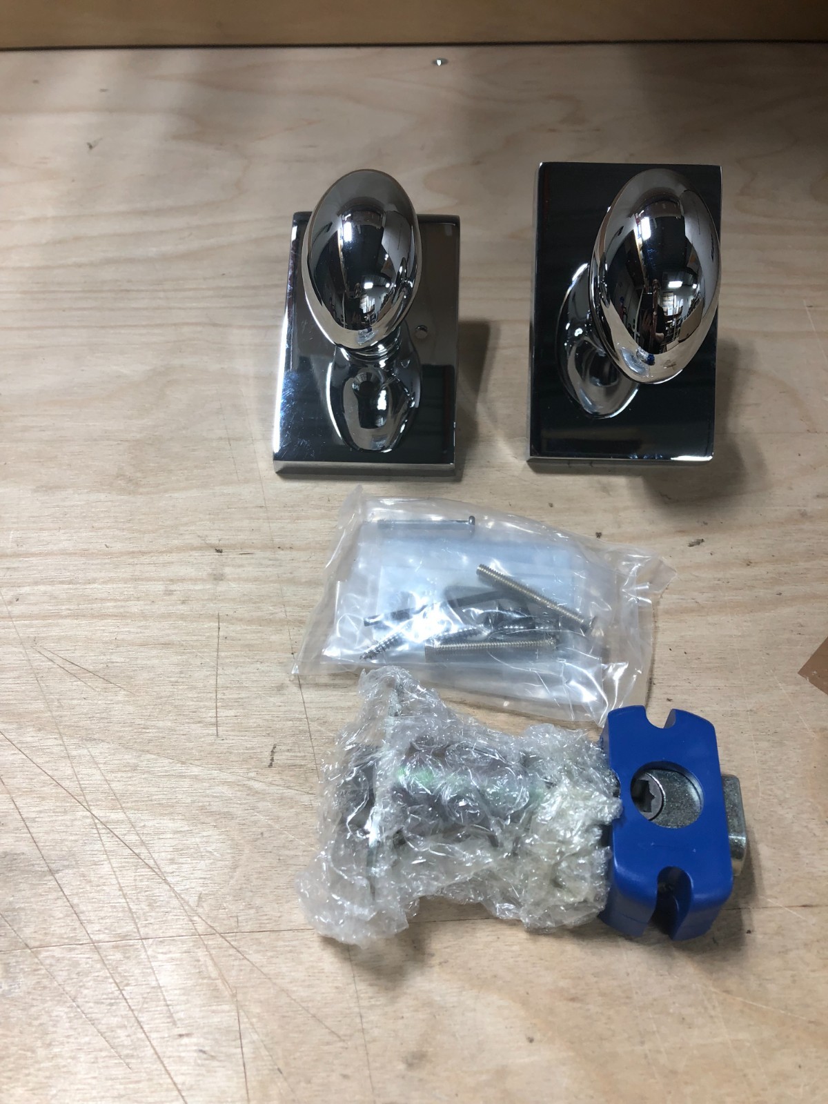 Emtek 5212EUS26 privacy rectangular rosette egg knob polished silver