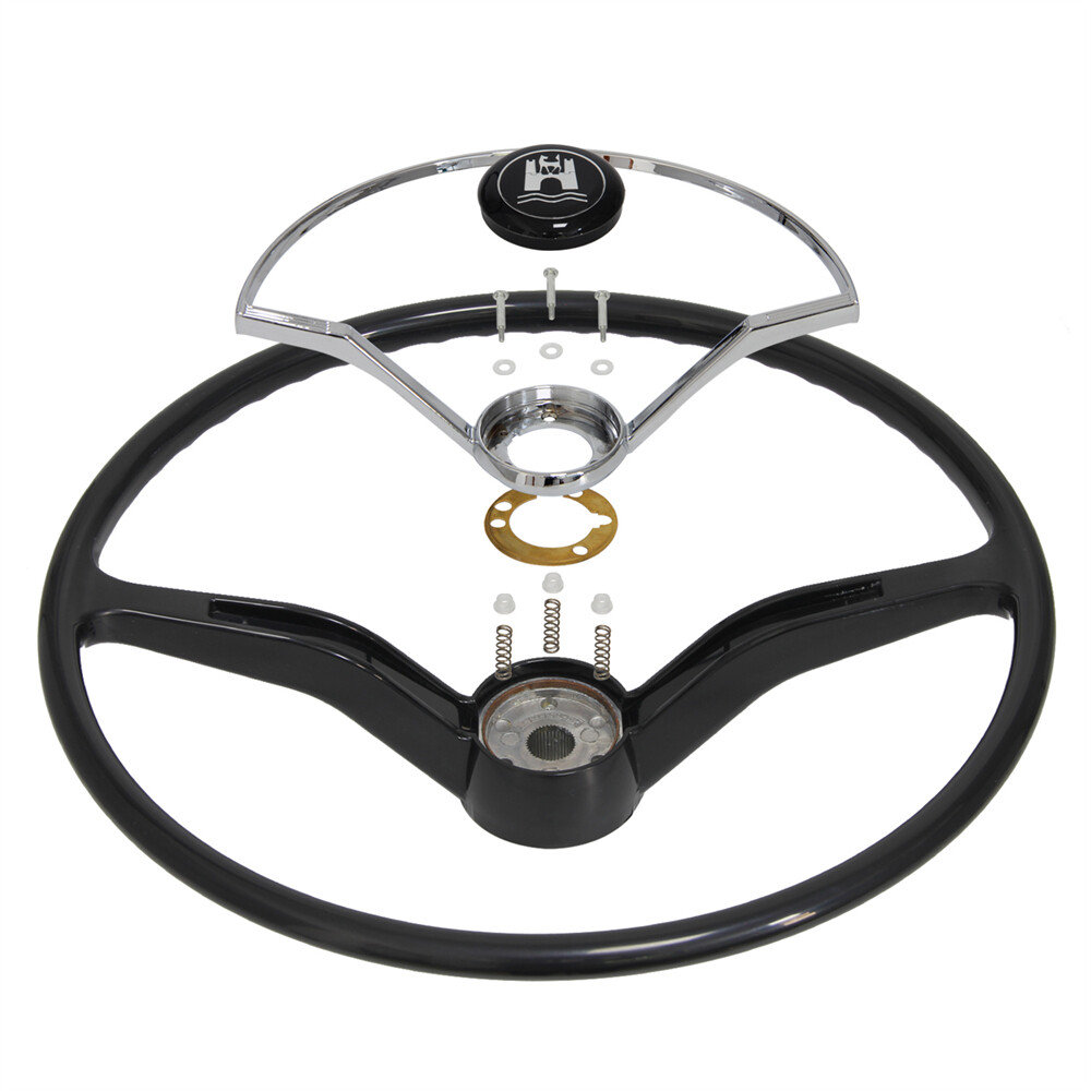 Black Steering Wheel with Horn Button Ring For 1962-1971 Volkswagen Models