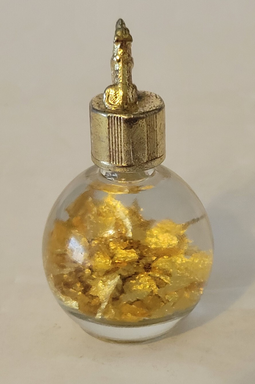 Souvenir Genuine Gold Flakes In Miners Assay Bottle Wolf Top