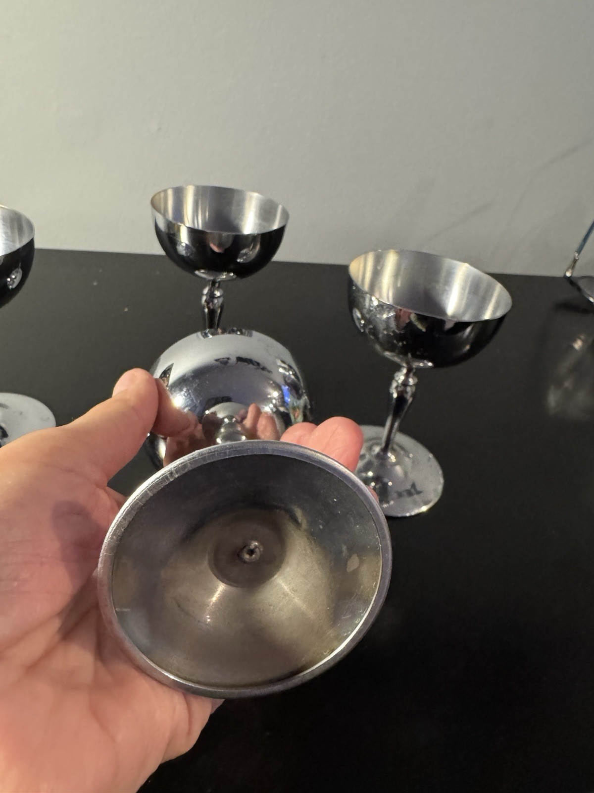 Set Of Four Silver Plated Cocktail Coupe Glasses