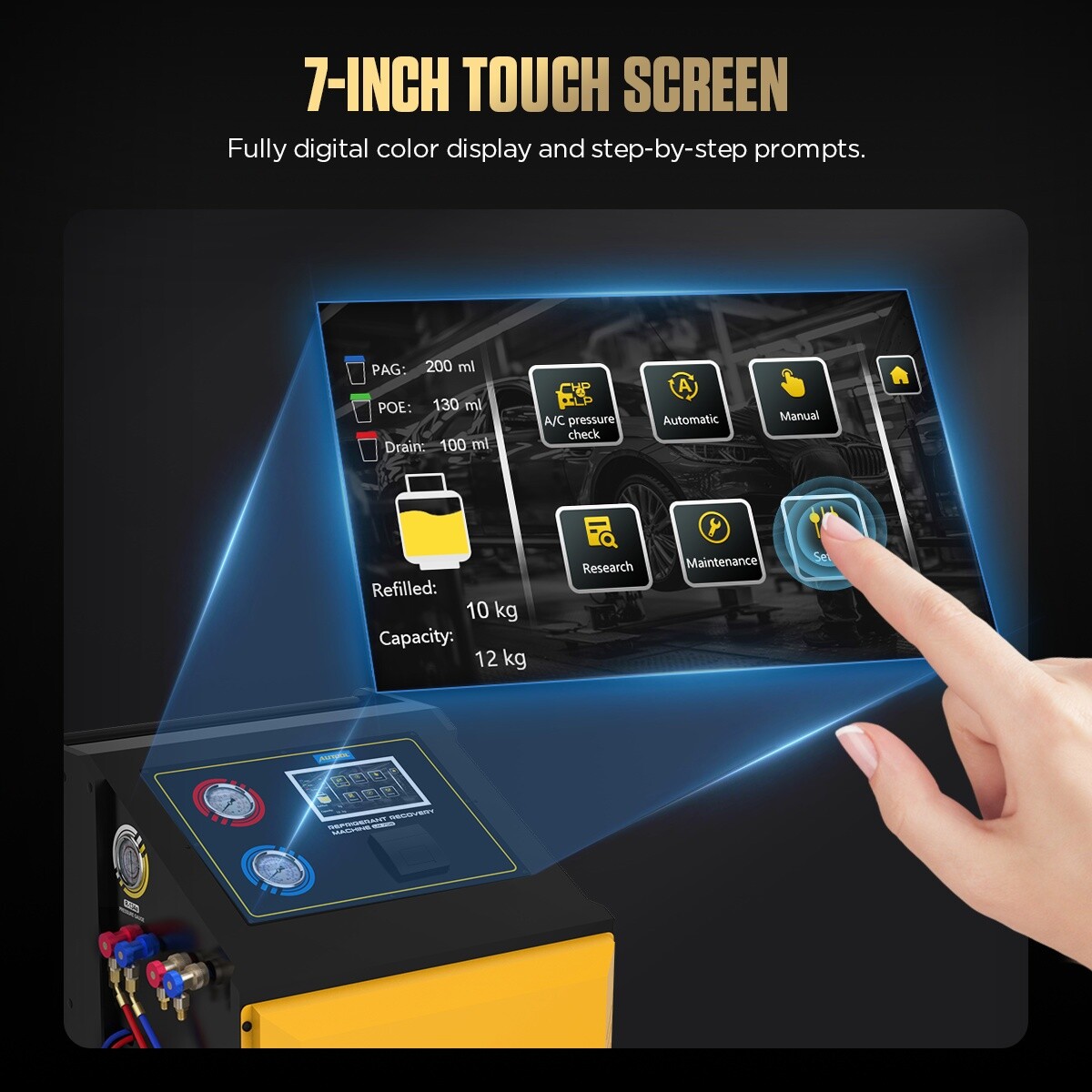 LM708 Fully Automatic Refrigerant Recovery Machine A/C Dual Tank Filling 3/8HP