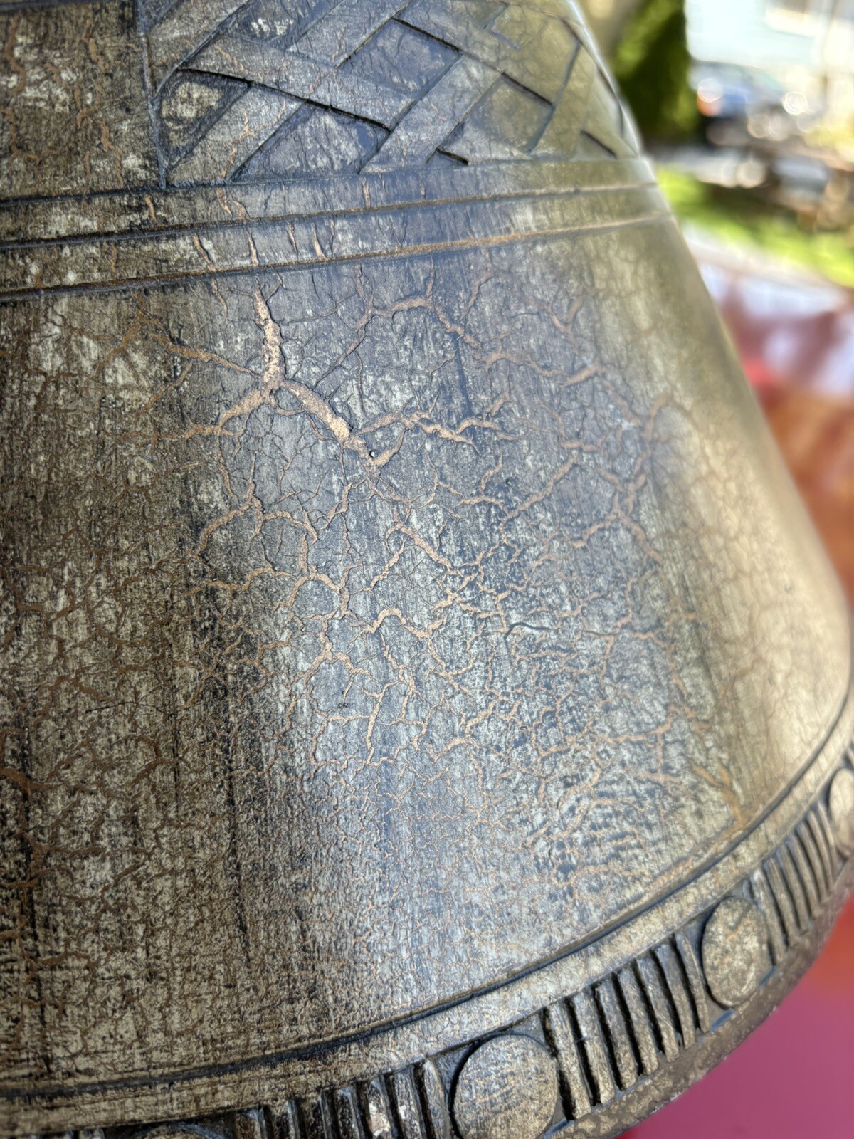 Rare UNIQUE Vintage Ceramic Clay ceramic Lamp Shade Heavy Brown Pottery Tribal