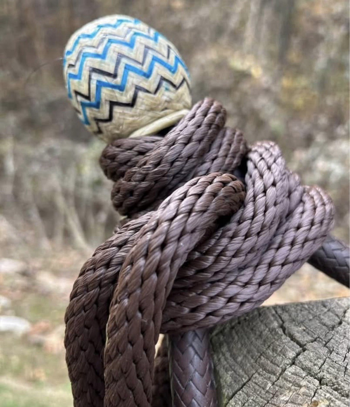 Natural Rawhide Bosal with Brown Nylon Mecate with Hair Tassel Bitless Hackamore