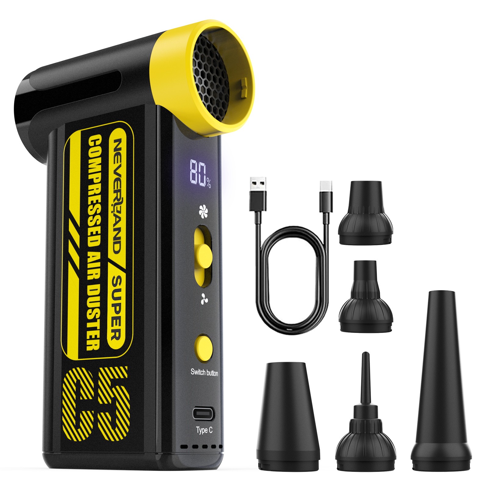 Electric Compressed Air Duster 300000RPM Super Power Cordless Dust Air Blower US