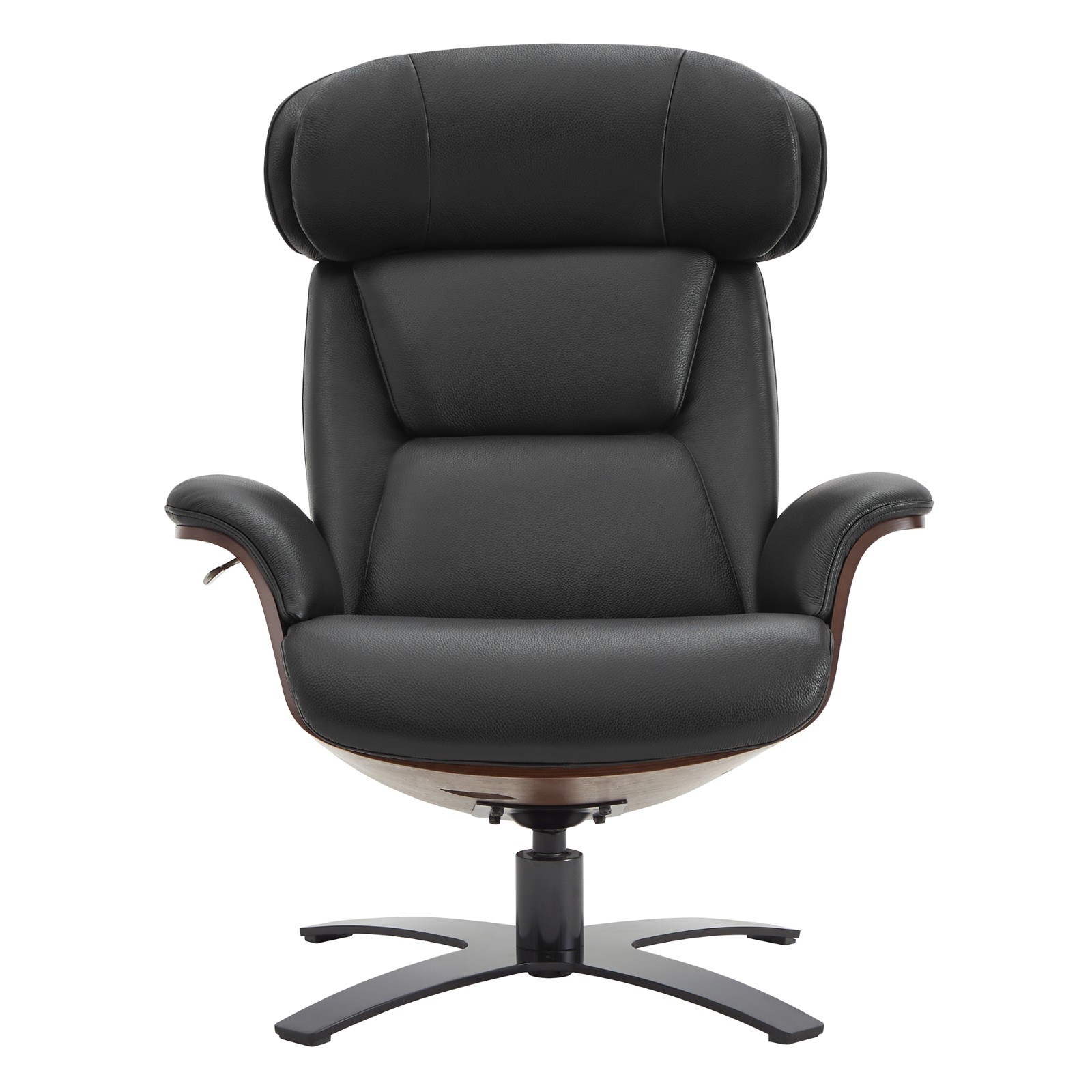 CHITA Genuine Leather Reclining SwivelChair with Adjustable Headrest and Ottoman