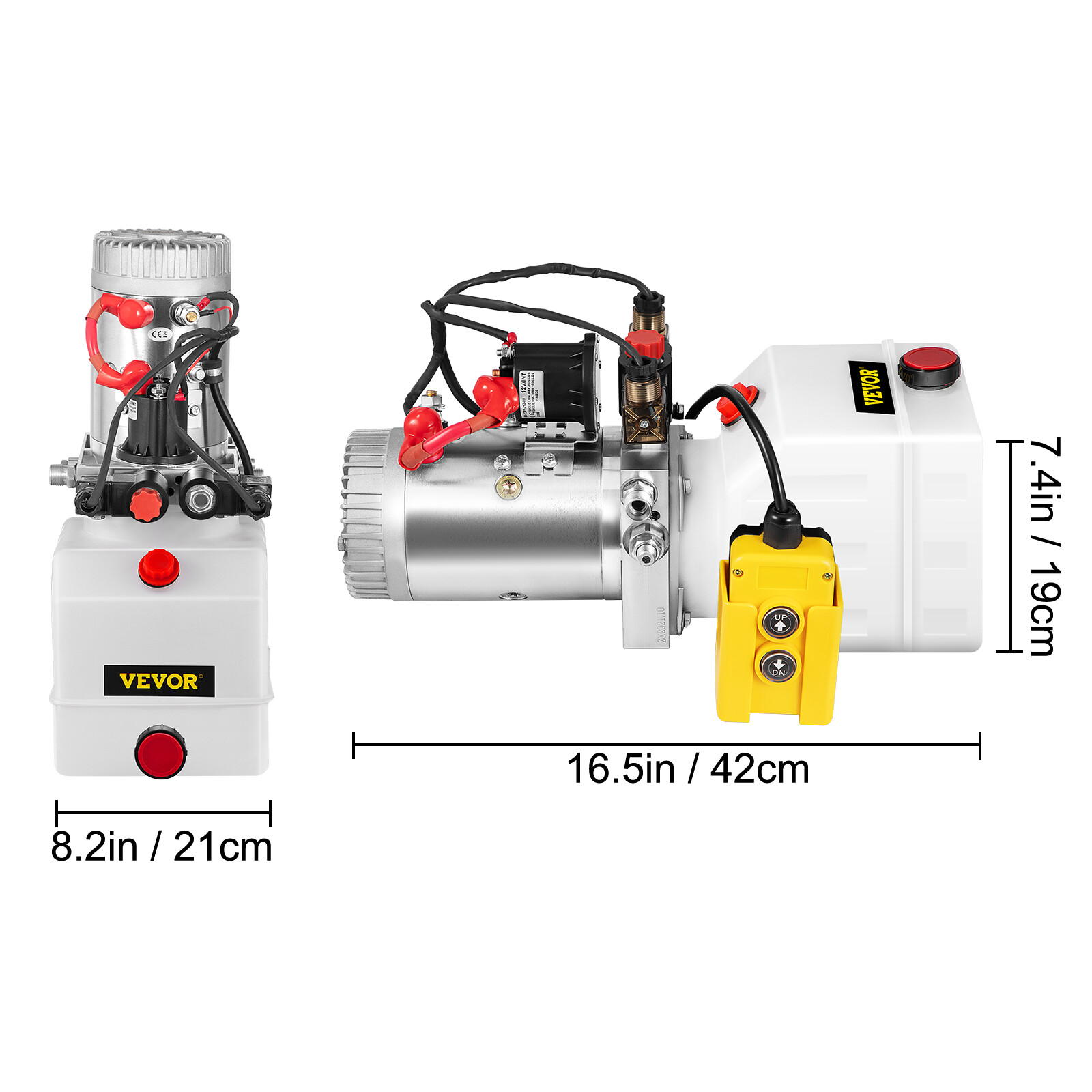 VEVOR 3 Quart 12V KTI Double Acting Hydraulic Pump with Manual Override