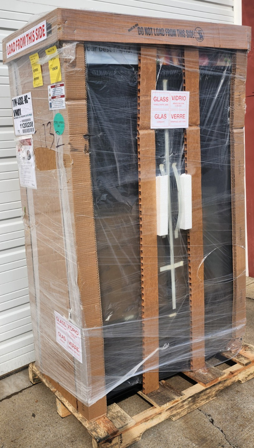 NEW TRUE TVM-48SL-HC~VM01 47 1/8" TWO SECTION GLASS DOOR MERCHANDISER