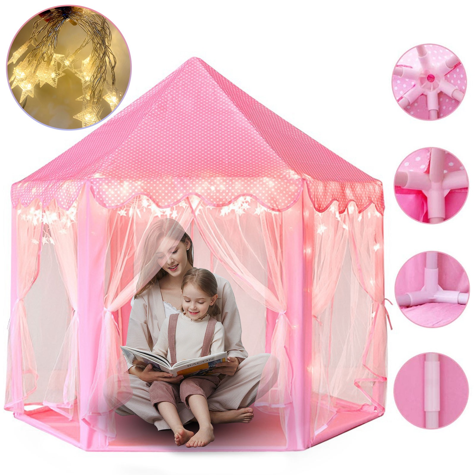 Girls Princess Castle Play Tent Large Indoor Outdoor Kids Playhouse Gift Pink US