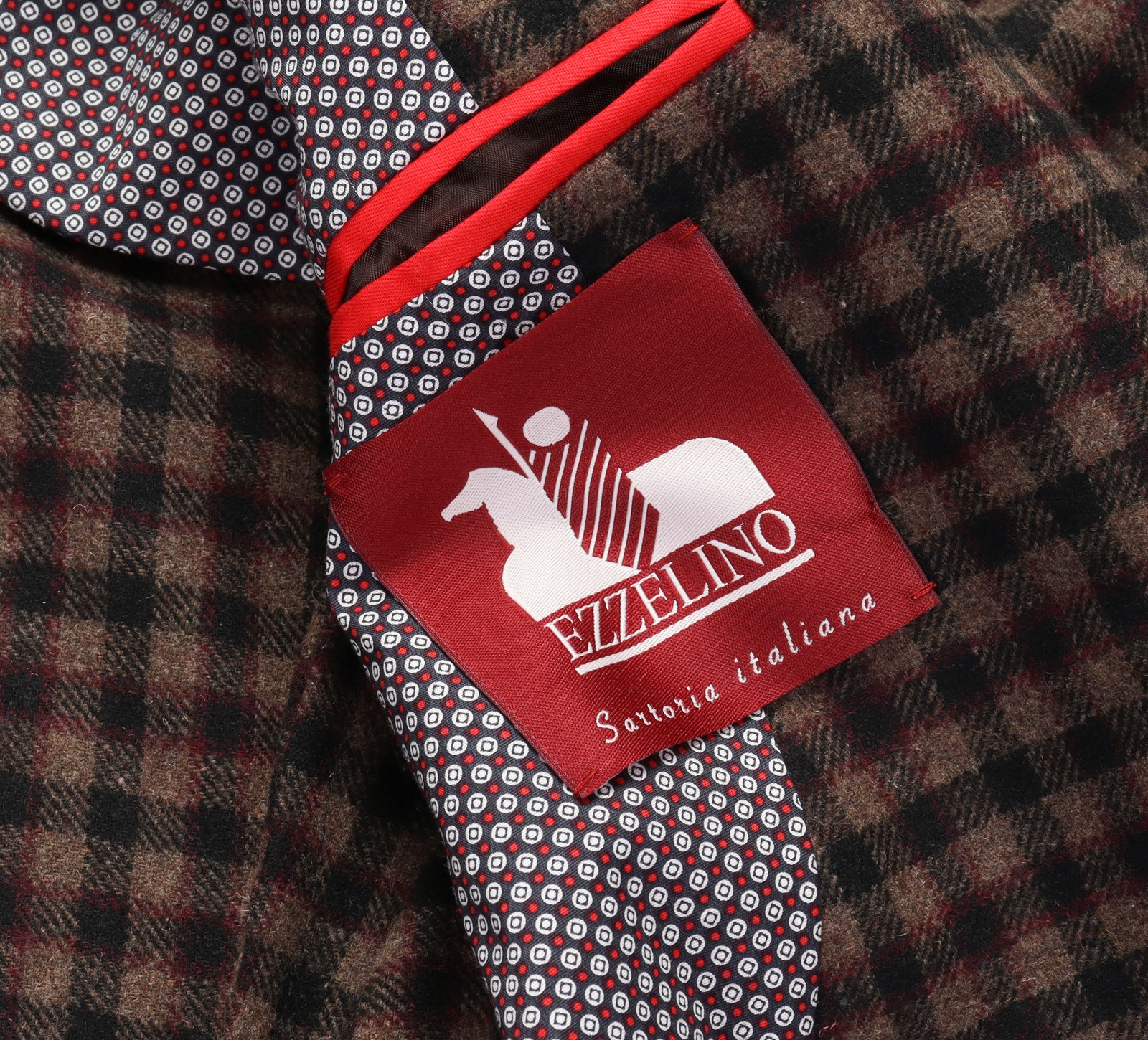 NWT EZZELINO SPORT COAT wool cotton brown black burgundy Italy 52 US 42