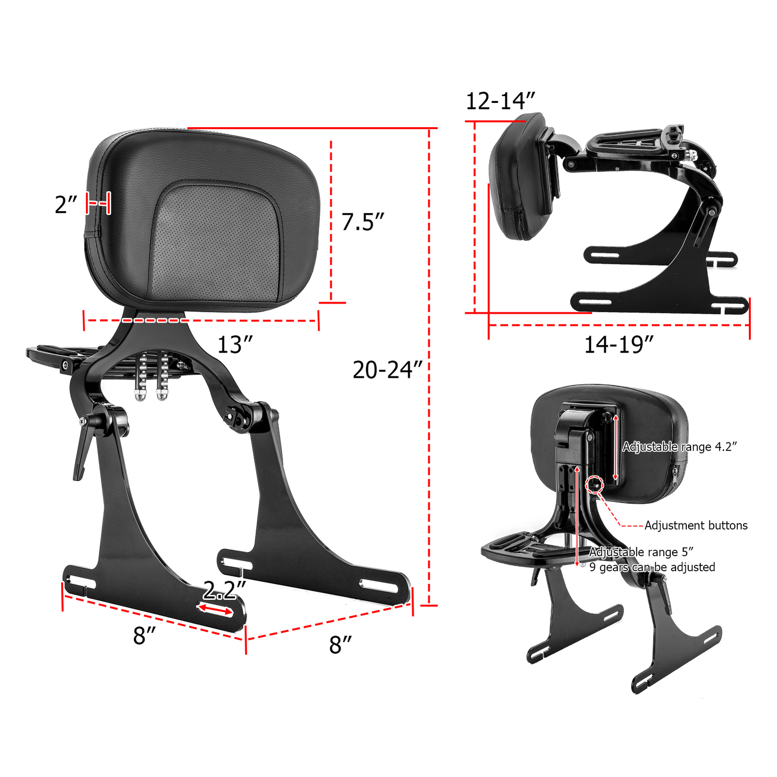 Multi-Purpose Backrest Sissy Bar For Harley Dyna Super Glide FXD FXDB Low Rider