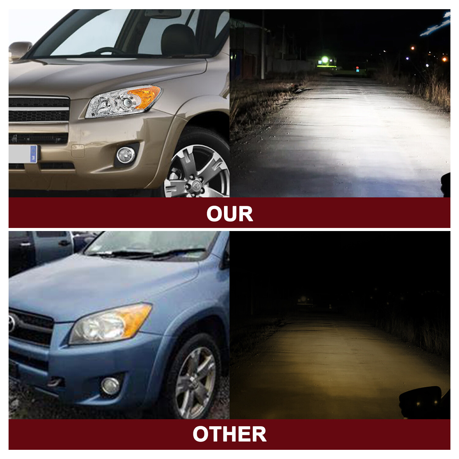 Left+Right Headlights Assembly W/Bulbs For 2009-2012 Toyota Rav4 Halogen Chrome