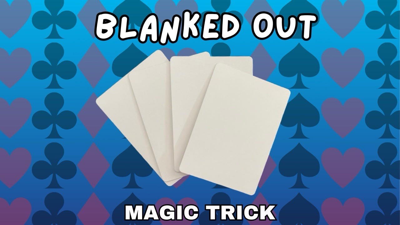 Blanked Out – Blue Make 4 Playing Cards Turn Into 4 Blank Cards -New Magic Trick