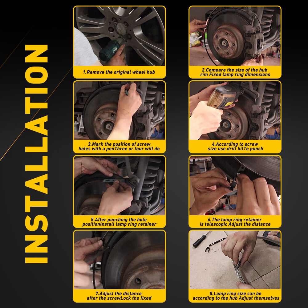 17.5" RGB & Chasing Flow Double Row LED Wheel Ring Rim Lights For Truck Car set