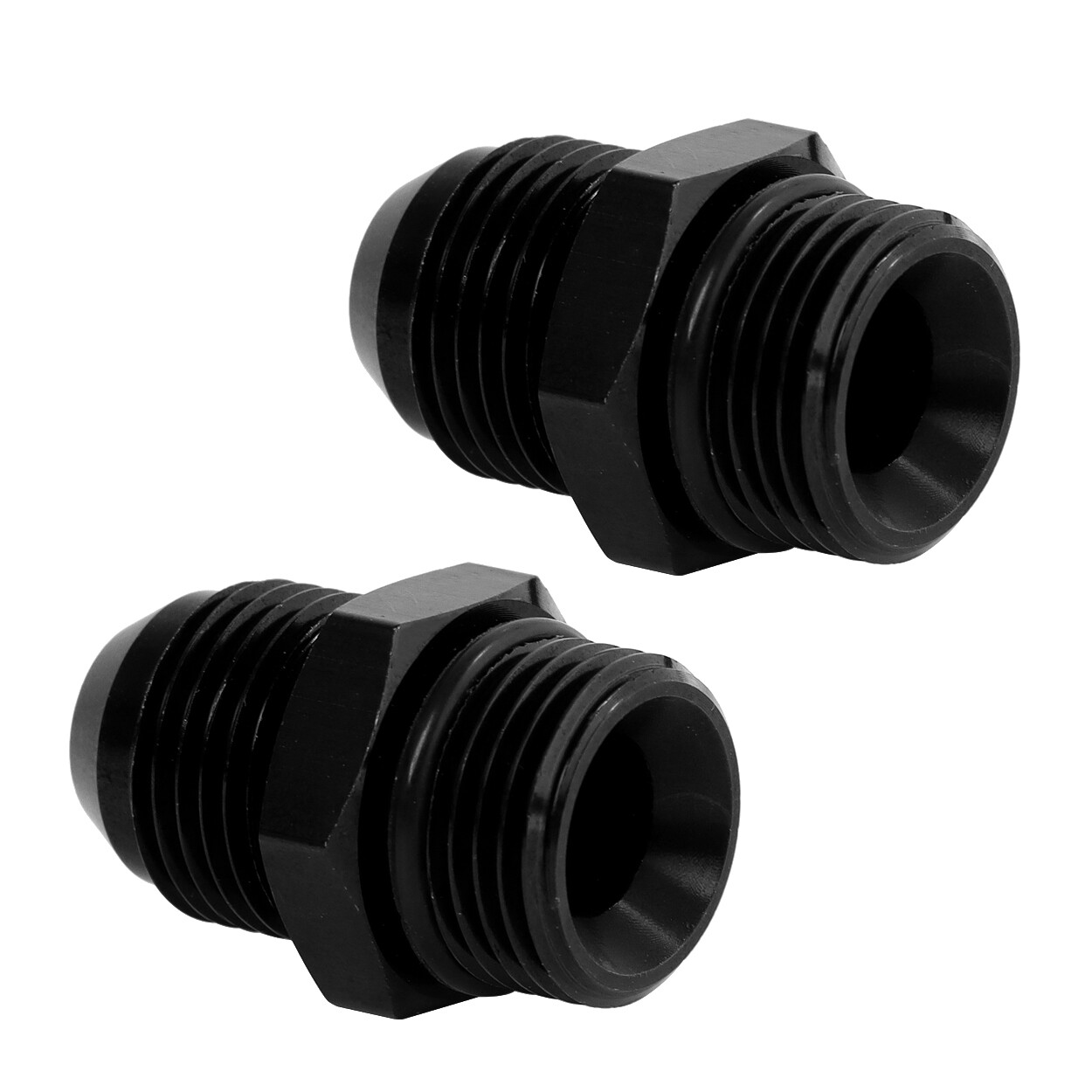 LokoCar Male Adapter Fitting AN8 8AN to AN8 8AN ORB O-ring Black Pack of 2