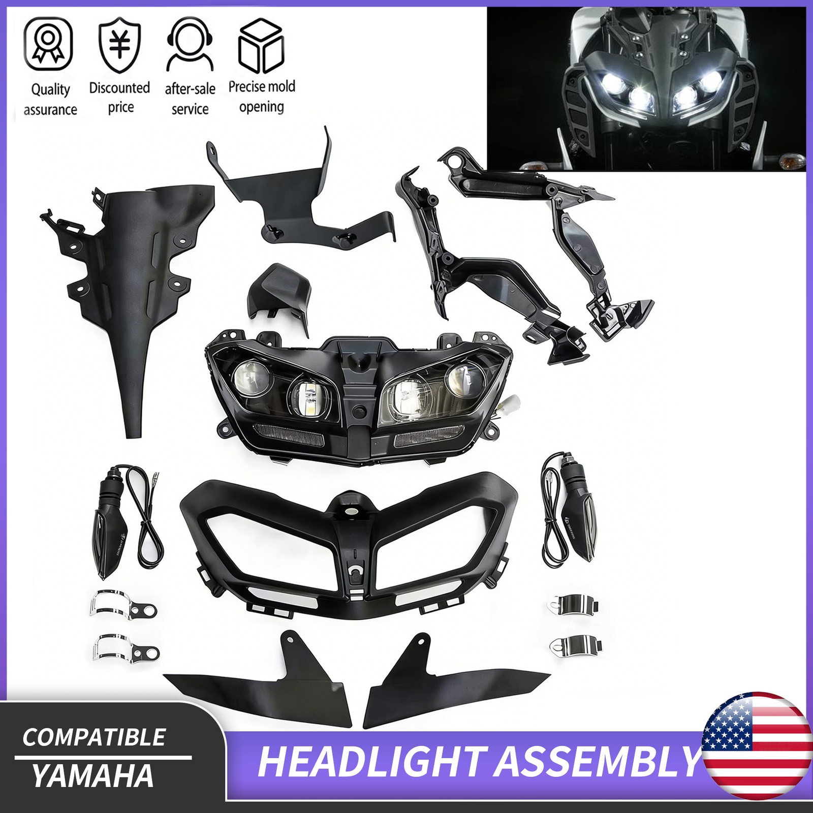 Fit For Yamaha MT09 FZ-09 2013-2016 Motorcycle Headlight Assembly Housing Mirror