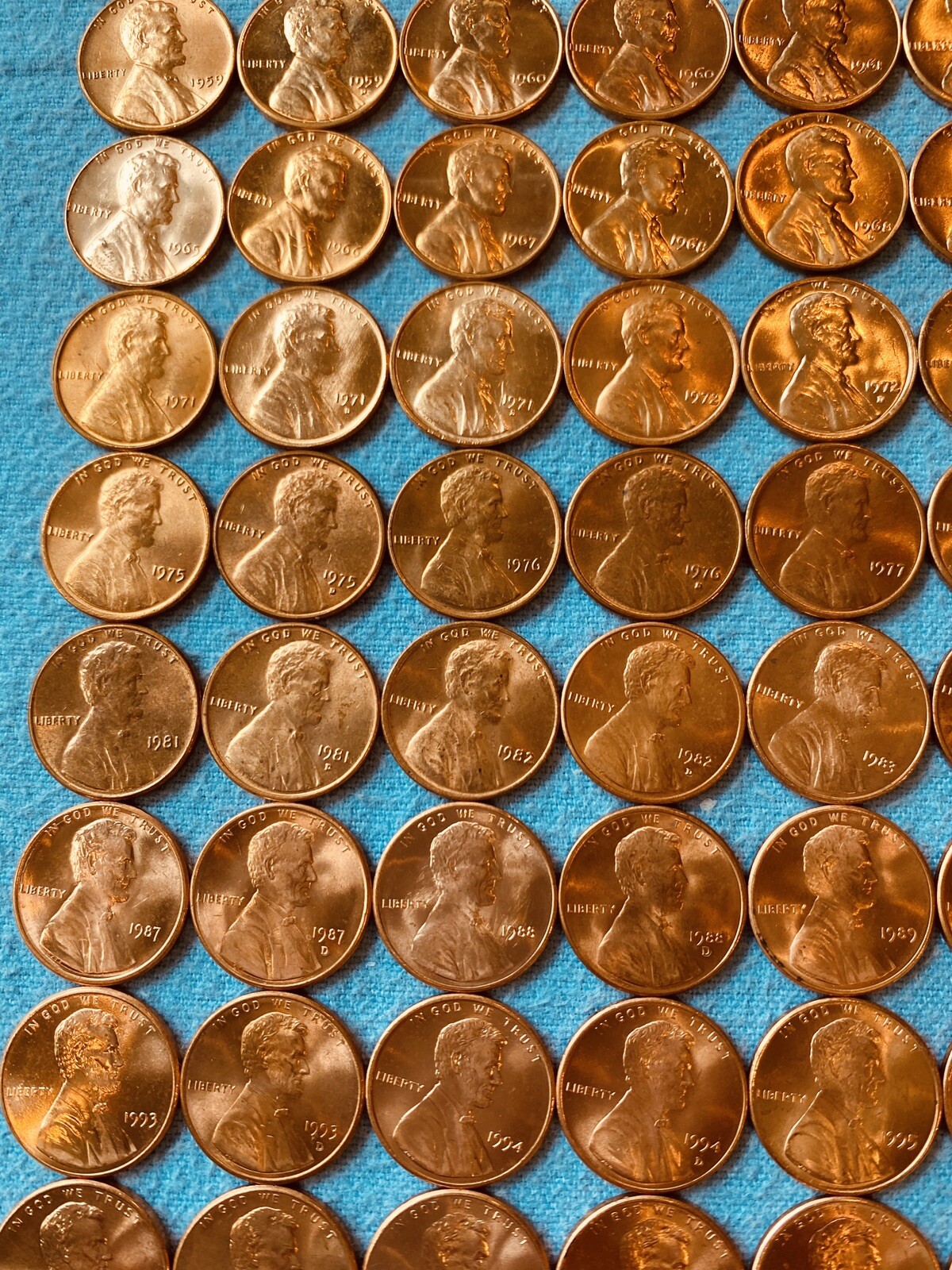 Lincoln Memorial & Shield Cents BU - Complete Set Of 140 Coins-1959 - 2023 P/D/S