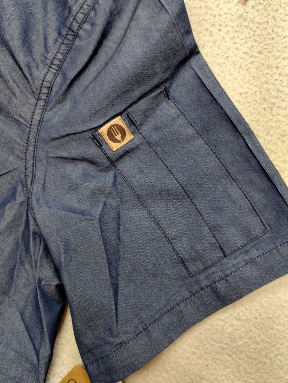 NEW Chef Works Urban Collection Short Sleeve Shirt Large Men Blue Restaurant NWT