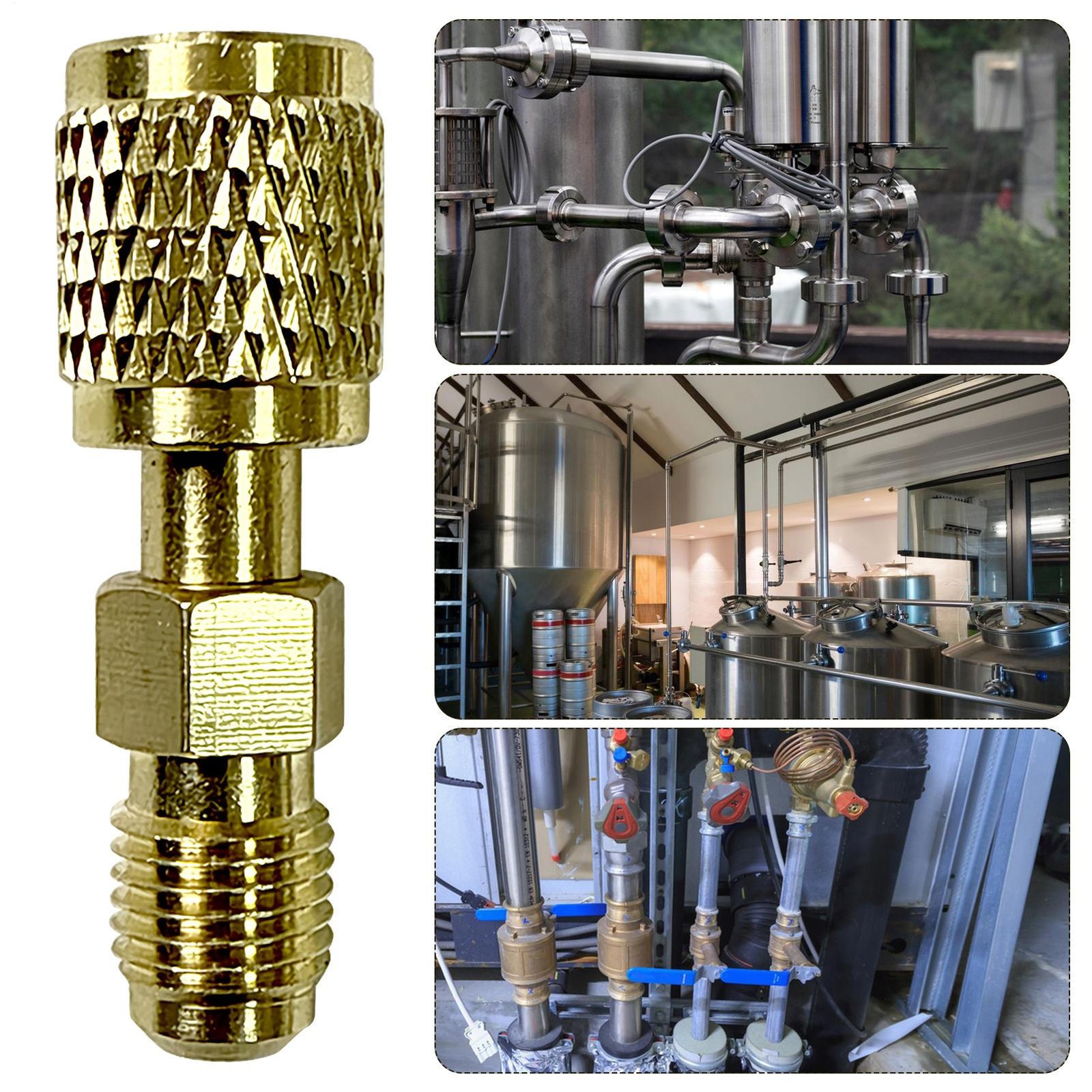 HVAC R32 Reverse Thread 1/4” Female And Male Adapter For A2L R454B/R32 Tanks