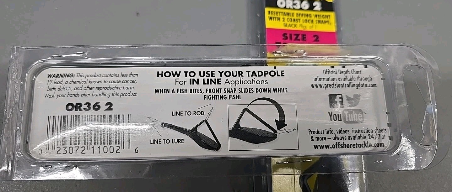 2X Off Shore Tackle Tadpole Diving Weights Size: 1.3 Ounce (OR-36-2)